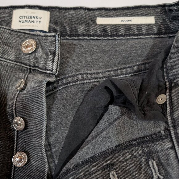 COH Jolene High Rise Straight Button Up Distressed Jean, Secrets Gray - Picture 10 of 13